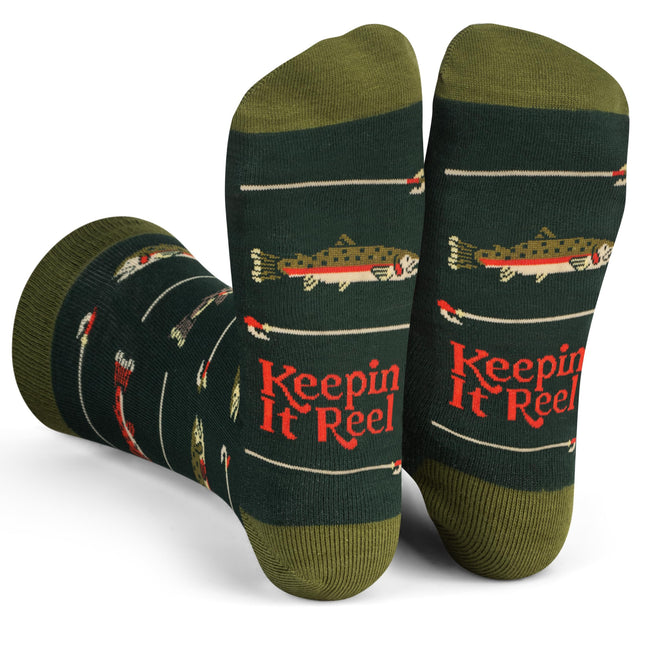 Keepin It Reel Fish Socks Funny Fishing Gift for Men & Anglers Outdoors