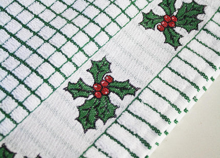 The Original Poli-dri Kitchen Towel from Samuel Lamont 100% Cotton (Holly Leaves)