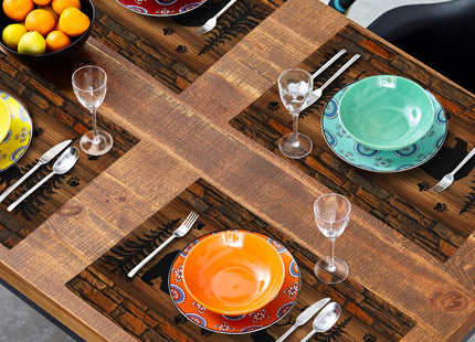 Rustic Placemats - Brown Cabin Bear Place Mats Set of 4 Country Moose Wooden Tablemats 12x18 for Dining Kitchen Farmhouse