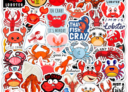 Crab & Lobster Stickers for Water Bottle and Laptop - Marine Life Party Supplies & Decorations, Waterproof Vinyl Sea Creature Decals, Lobster Stickers Laptop Decals, Gifts for Women & Men