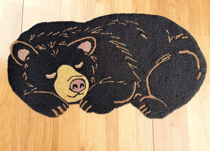 EZ.enjoy Shaped Black Bear Hand-Hooked Accent Rug 32x17 Inches