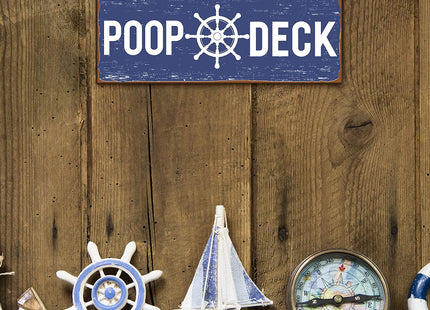 Jetec POOP DECK Sign Nautical Bathroom Wall Decor,Blue