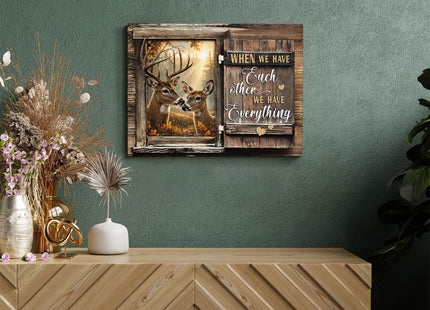 Farmhouse Deer Couple Decor Wall Art, Rustic Country Pictures 12"x16"