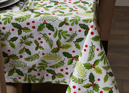 DII Boughs of Holly Collection Decorative Holiday Dining Table & Kitchen Décor, Square Tablecloth, 52x52, Christmas Greenery