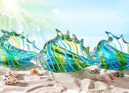 EUSTUMA Hand Blown Glass Conch Figurines Ornament,Sea Animal Ornament for Home Decor,Sea Animals Collection for Birthday Gift,Glass Seashell (Conch 1)