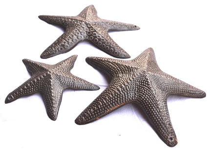 It's Cactus Starfish, Set of 3, Sea Life Nautical Home Decor, Recycled Wall Art 8x8 and 5x5 Inches, Haitian, Decorative, Plaque