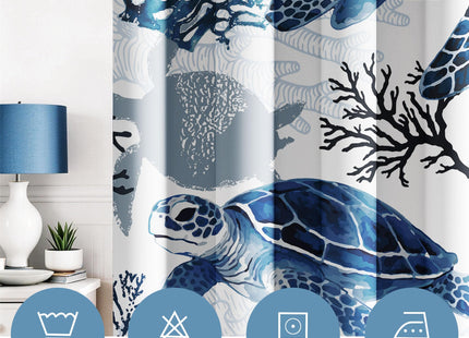 Coastal Sea Turtle Curtains, Grommet Window Panels, 52 x 63 Inch, 2 Panels
