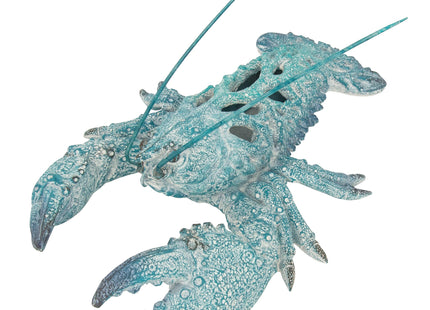 Teal Blue Coral Lobster Statue Figurine - Ocean Decor Beach House Accent - Coral Reef Coastal Nautical Tabletop Decor (12.25" x 8.25")