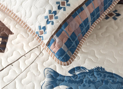 Soul & Lane - Gone Fishing Quilt Set, Lakehouse Bedding, King with 2 Shams