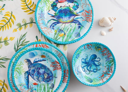 ZAROCRUS Coastal Dinnerware Sets, Ocean Theme Unbreakable Kitchen Plates and Bowls Set, Coastal Dishes Lightweight Dinnerware Set, RV and Camping dishes set for 4, Dishwasher Safe