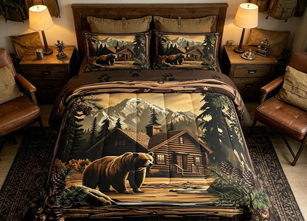 Erosebridal Rustic Cabin Bedding Sets Full Hunting Wild Bear Comforter Set Country Farmhouse Lodge Down Comforter for Kids Boys Adults Men Retro Woodland Mountain Pine Tree Leaves Quilt Duvet
