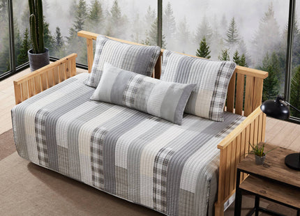 Eddie Bauer- Daybed Set, 4 Piece Cotton Bedding Set, All Season Lodge Home Décor (Fairview Grey, Daybed)