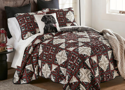 Donna Sharp Log Cabin Star Cotton Quilted Bedding Set, Twin Size, 68" x 90"