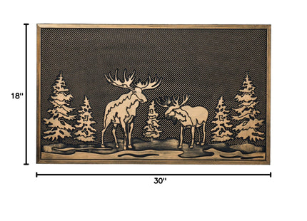 HF by LT Pine and Moose Pin Dot Rubber Doormat, 18 x 30 inches, High-Traction, Year-Round Use, Low Profile, Black with Brushed Copper Finish