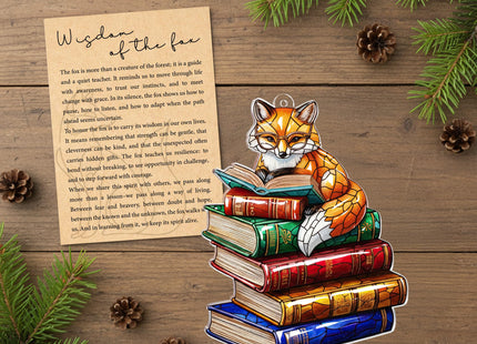 Reading Fox Suncatcher Ornamen for Autumn Decor, Fox Gifts for Women
