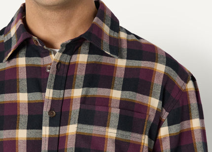 Amazon Essentials Men's Relaxed-Fit Long-Sleeve Flannel Shirt, Dark Burgundy Black Check Plaid, X-Large