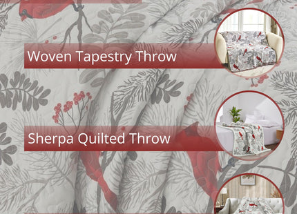 Virah Bella Cardinals 3-Piece Full/Queen Quilt Set - Red Cardinal Bird & Winter Berries Patchwork Bedspread Coverlet - Lightweight All-Season Rustic Lodge Bedding with 2 Standard Shams, 90" x 90"