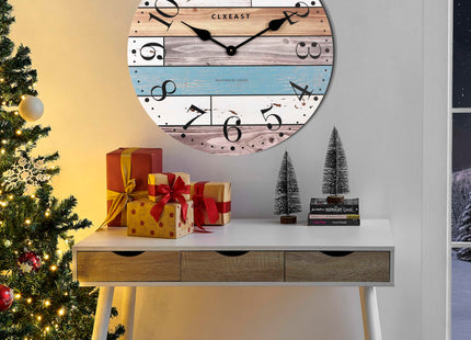 CLXEAST 24 Inch Coastal Farmhouse Wall Clocks for Living Room Decor