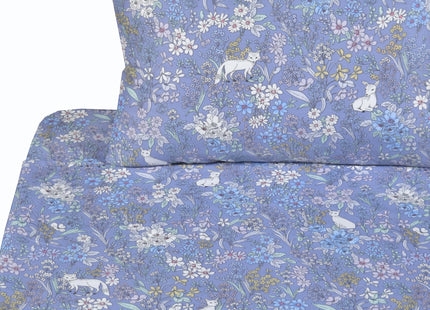 J-pinno Fox Deer Woods Flowers Forest Animals Twin Sheet Set Girls Kids Teens Bed Bedroom Decoration Gift, 100% Cotton, Flat Sheet + Fitted Sheet + Pillowcase Bedding Set (36, Twin)