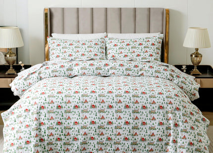 Elegant Comfort Holiday Christmas Flannel Sheet Set, Twin, Cozy Lodge