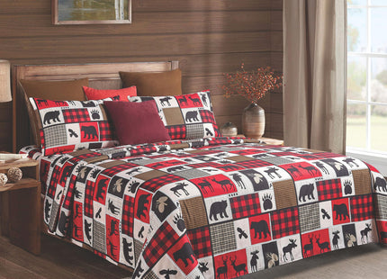 Virah Bella 4-Piece Queen-Size Bed Sheet Set - Lodge Life - Lodge Themed Bedding Red, Black