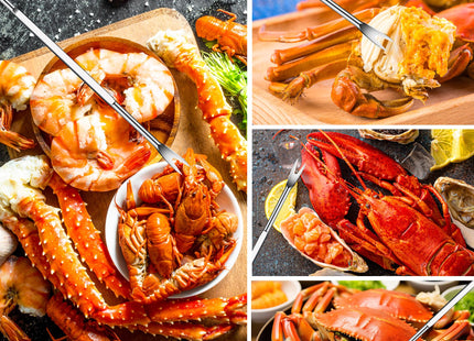 Seafood Crab Crackers and Tools, 21 Pcs Crab Leg Crackers Tools, Lobster Crackers and Picks Set, Crab Utensils Seafood Tools, Crab Forks Scissors Lobster Shellers, mobzio Nut Cracker Set for Crab Legs