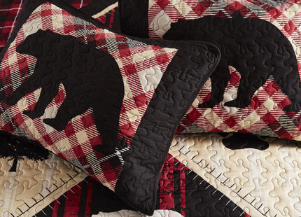 Virah Bella Diamond Bear Lodge 3 Piece Quilt Bedding Set, Rustic Cabin Plaid Country Comforter with 2 Matching Standard Pillow Shams, Soft Lightweight Bedspread for All Season Comfort, Full/Queen