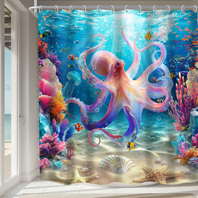 Ocean Octopus Shower Curtain Nautical Kraken Tentacles Bathroom Decor 72x72