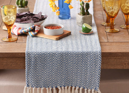 DII Woven Basic Tabletop Collection, Chevron Table Runner, 15x72, Nautical Blue