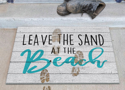 LUVADIAN Leave The Sand at The Beach Door Mat - Coastal Beach Welcome Mat, Nautical Door Mat, Beachy Room Decor Aesthetic, Beach House Decor, Coastal Ocean Bathroom Decor, 17x30 Inch