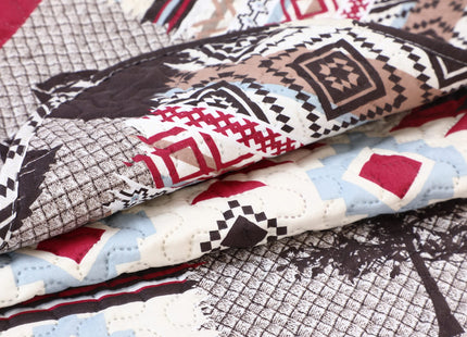 Marina Decoration Rich Printed Embossed Pinsonic Coverlet Bedspread Ultra Soft 3 Piece Summer Quilt Set with 2 Quilted Shams, Cabin Moose Bear Pattern King Size