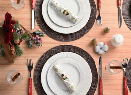 Feuille Round Christmas Placemats Set of 4,13.5 Inch Brown Gingerbread Man Placemats for Round Tables Winter Placemats Perfect for Indoor Christmas Decorations