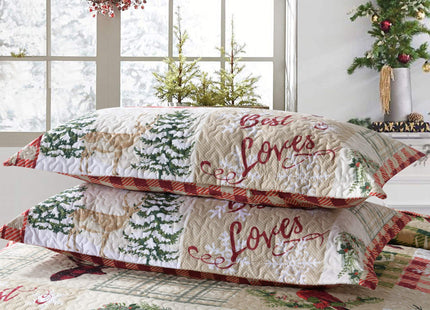 TT LINENS 3 Piece Christmas Quilt Set Queen, Rustic Lodge Deer Snowman Printed Bedspread Coverlet, Lightweight Holiday Bedding B009(Queen)