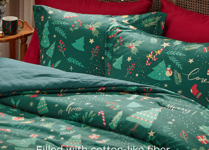 Bedsure Christmas Comforter Set King - Christmas Bed Set with Festival Forest, Soft Bedding for Holiday, 3 Pieces, 1 Soft Trees Printed Comforter and 2 Pillow Shams