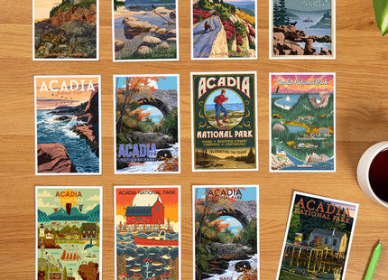 Lantern Press Acadia National Park - Postcard Set of 12 Different Original Hand Illustrated Postcards …