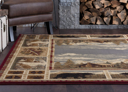 Lakeside Retreat Red 5x7 Area Rug Cabin for Living for Living Room - Bedroom and DiningRoom - Lodge, Cabin Farmhouse Stye Rustic Indoor Carpet
