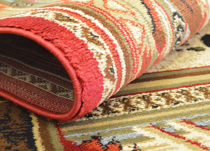 Rustic Lodge Bear Moose Red Area Rug, 5'3x7'3