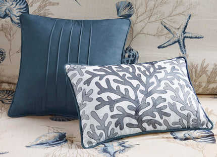 Madison Park Cotton Coastal Starfish Blue Queen Comforter Set, 7pc