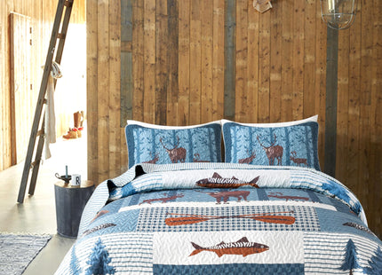 Soul & Lane - Wildlife Fish Quilt Set, Cabin Bedding, Twin with 1 Sham
