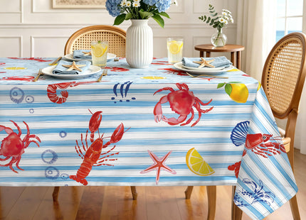 Arquiel Lobster Lemon Tablecloth 60 x 84 Inch Rectangular, Coastal Style