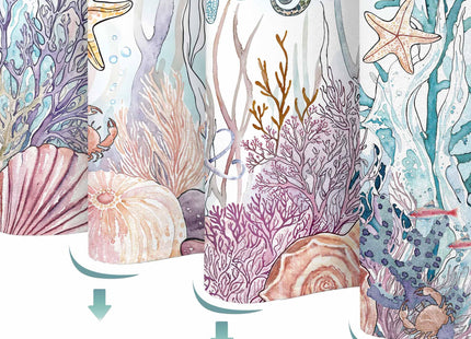 Lifeella Nautical Coastal Turtle Shower Curtain, Teal Starfish Seahorse Funny Ocean Themed Bathroom Decor, 72x72 inch