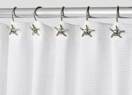 Hermosa Collection Starfish Shower Curtain Hooks – 12-Pack Decorative Chrome Bathroom Hooks for Bathroom Shower Curtains, Premium Chrome Craftsmanship, Easy Install, Coastal Beach Nautical Decor