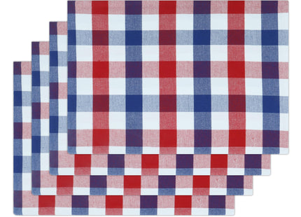 PurpleEssences Plaid Placemats 13x19 in Buffalo Plaid - Rust and Cream