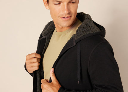 Amazon Essentials Men's Sherpa Lined Full-Zip Hooded Fleece Sweatshirt, Black, X-Large