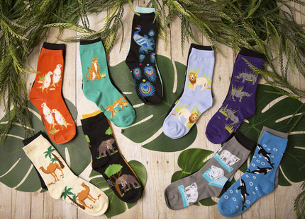 Foozys Women’s Crew Socks | Black Bear Zoo Animal Novelty Socks | 2 Pair