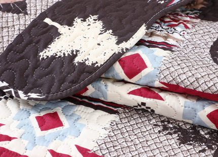 Marina Decoration Rich Printed Embossed Pinsonic Coverlet Bedspread Ultra Soft 3 Piece Summer Quilt Set with 2 Quilted Shams, Cabin Moose Bear Pattern King Size