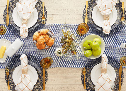 DII Woven Basics Collection 100% Cotton Knit Table Runner, 15x108, Nautical Blue