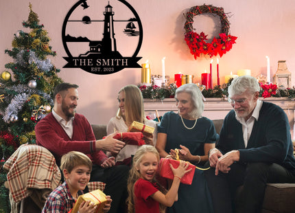 Custom Lighthouse Metal Sign, Personalized Lighthouse Sign, monogram wall decor，personalized signs for home decor， Personalized Lighthouse Monogram Sign, Nautical Decor, Custom Metal Sign