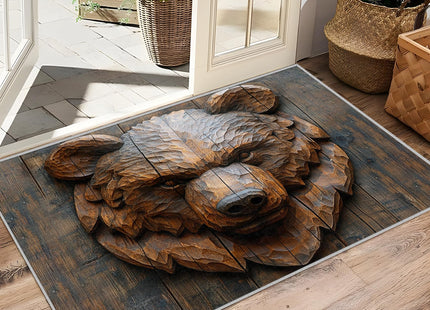 Yoozitrees Bear Rugs for Living Room - Bear Rug, 4x5 Rug, 3D Wooden Bear Head Cabin Area Rug, Wild Animal Farmhouse Carpet, Washable & Non Slip & Soft Large Rugs, Bear Home Decor