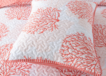 Soul & Lane - Coral Coastal Quilt Set, Beach Bedding, King with 2 Shams